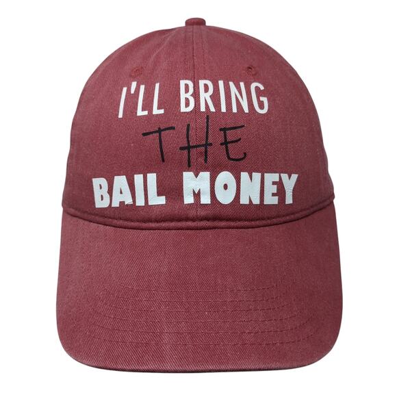 I'll Bring The Bail Money Baseball Cap Red One Size Adjustable Comfort Colors - Picture 1 of 9
